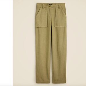 J. Crew Women's Linen Seaside Cargo Pant Straight Leg Utility Casual Size 6 Tall